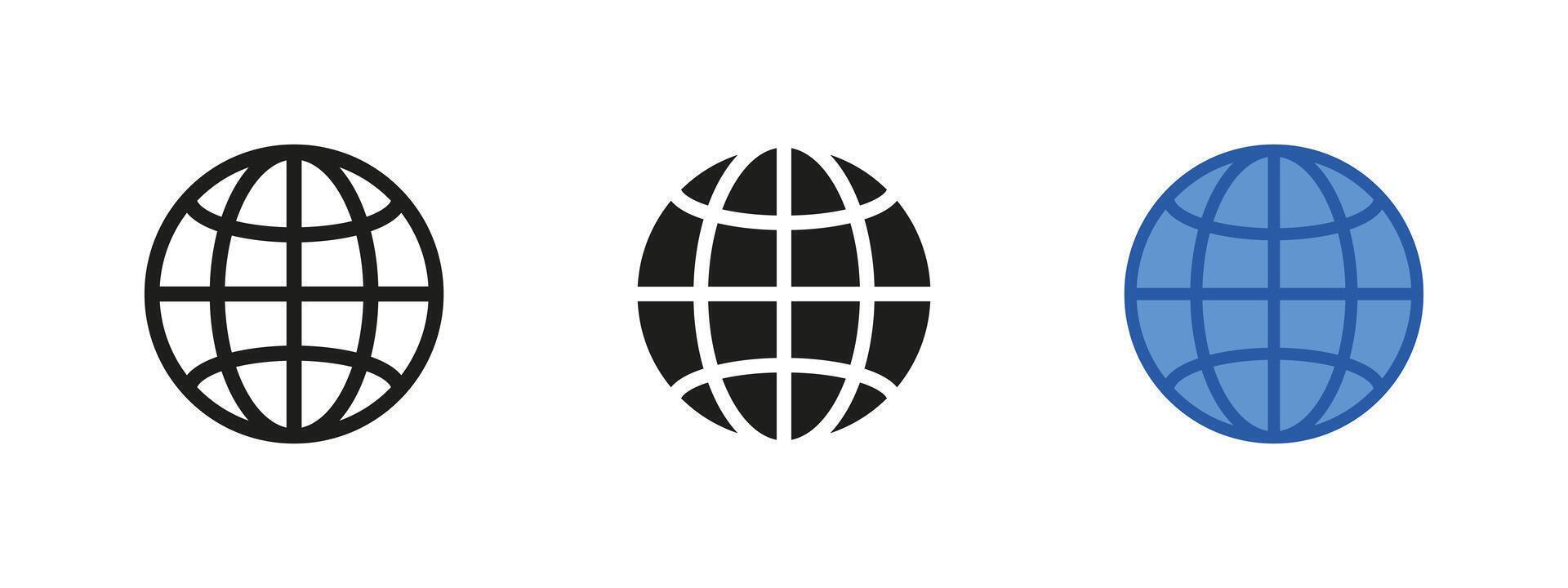 Globe icon. Planet Earth illustration. Global sphere symbol representing the internet and worldwide web. Digital communication and online connection pictogram. International network sign. vector