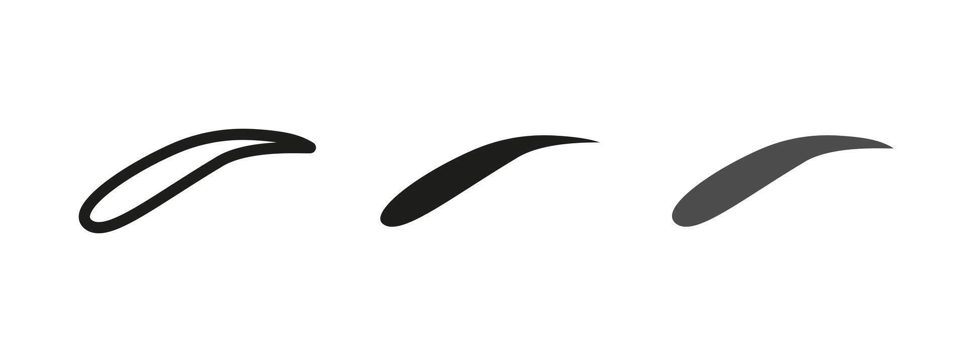 Eyebrow icon. Stylized curved brow illustration. Minimalist beauty and fashion symbol. Cosmetic grooming pictogram. Facial feature design for makeup, salon and style concepts. vector