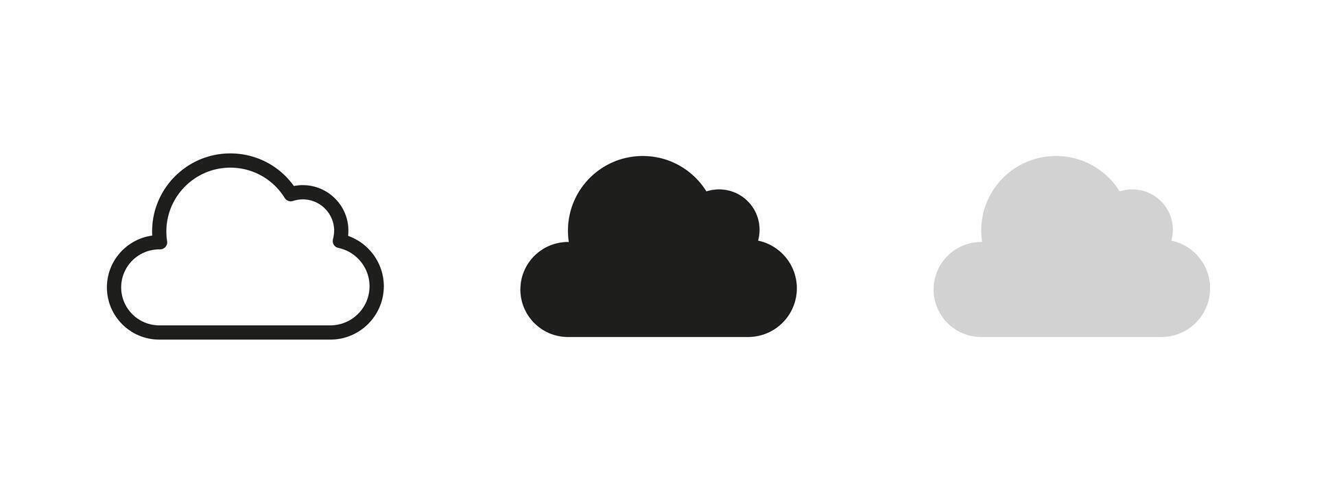 Cloud icon. Fluffy weather illustration. Symbol of sky, atmosphere and forecast. Internet storage and data upload or download sign. Nature and technology pictogram. vector