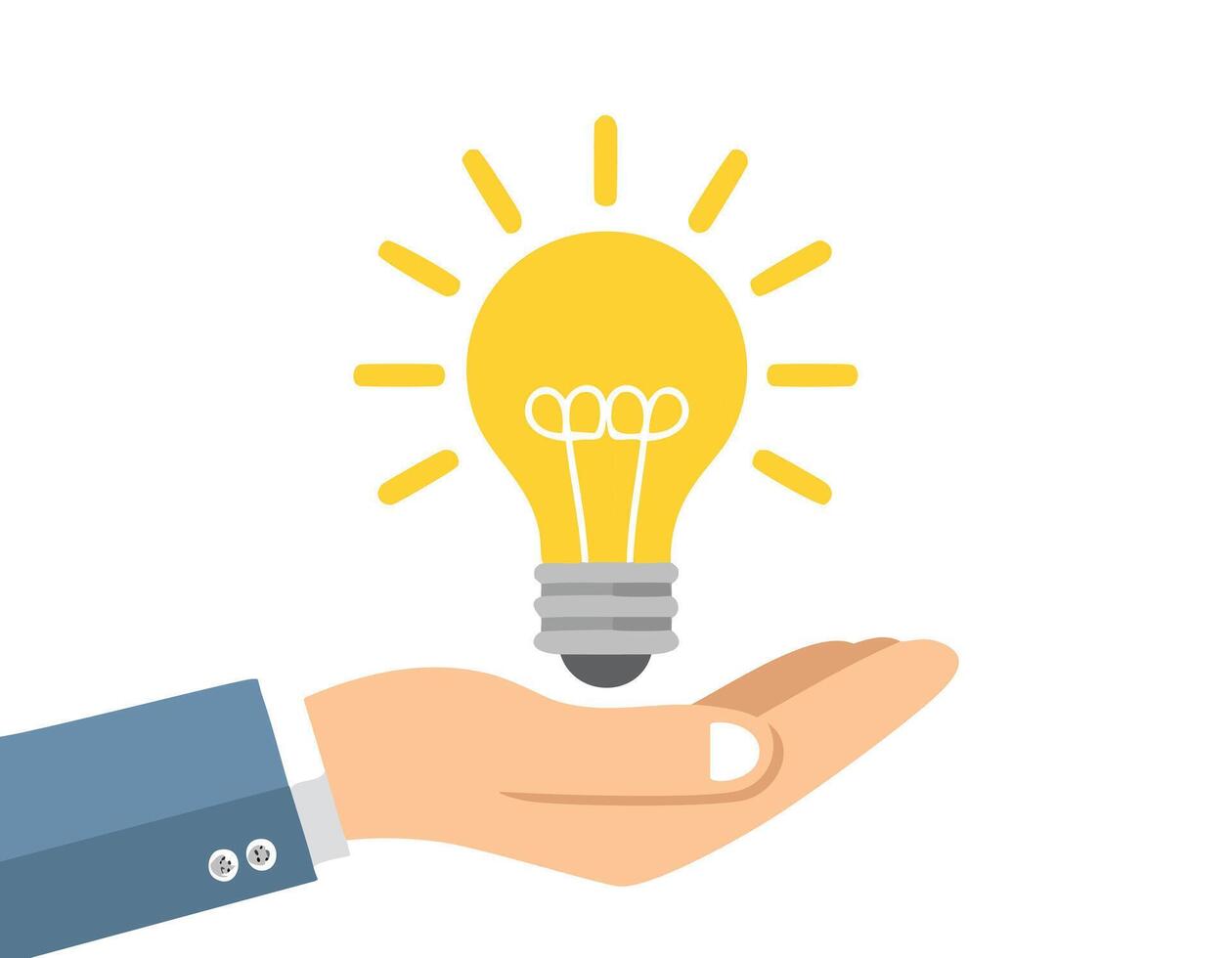 A hand holding a light bulb with a white background vector