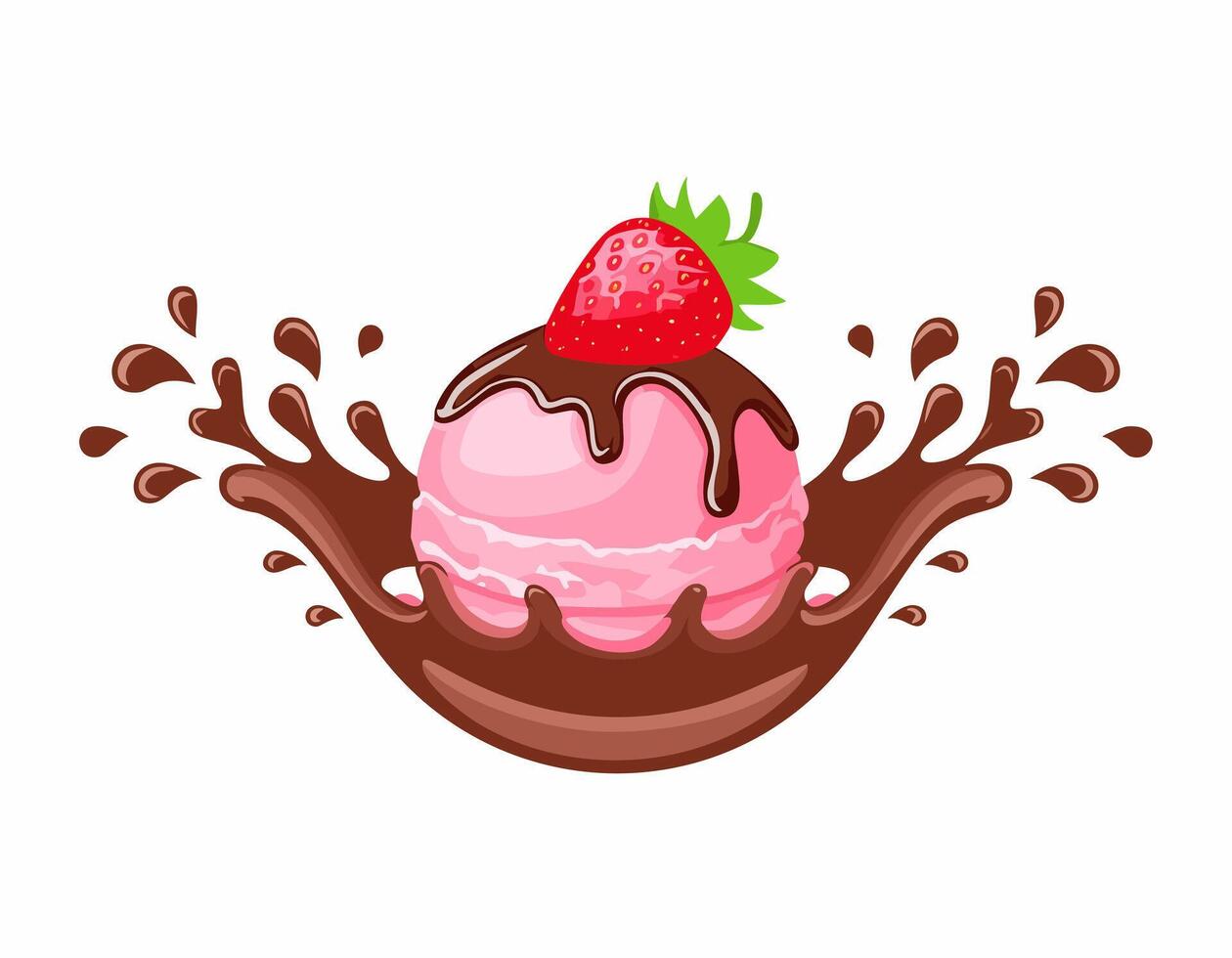 Chocolate ice cream with strawberry vector