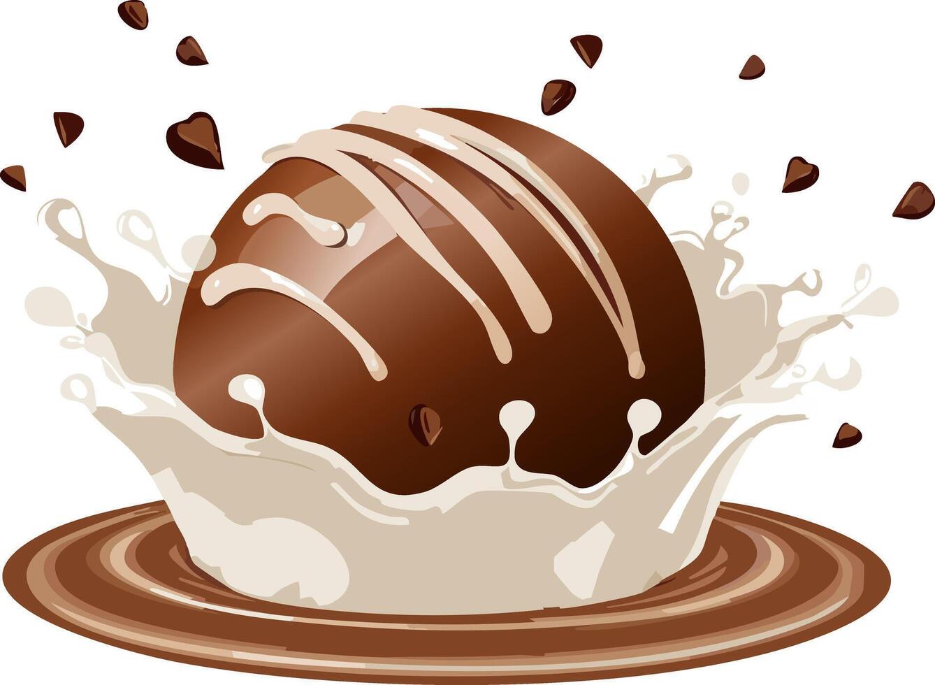 Chocolate egg with splashing water vector