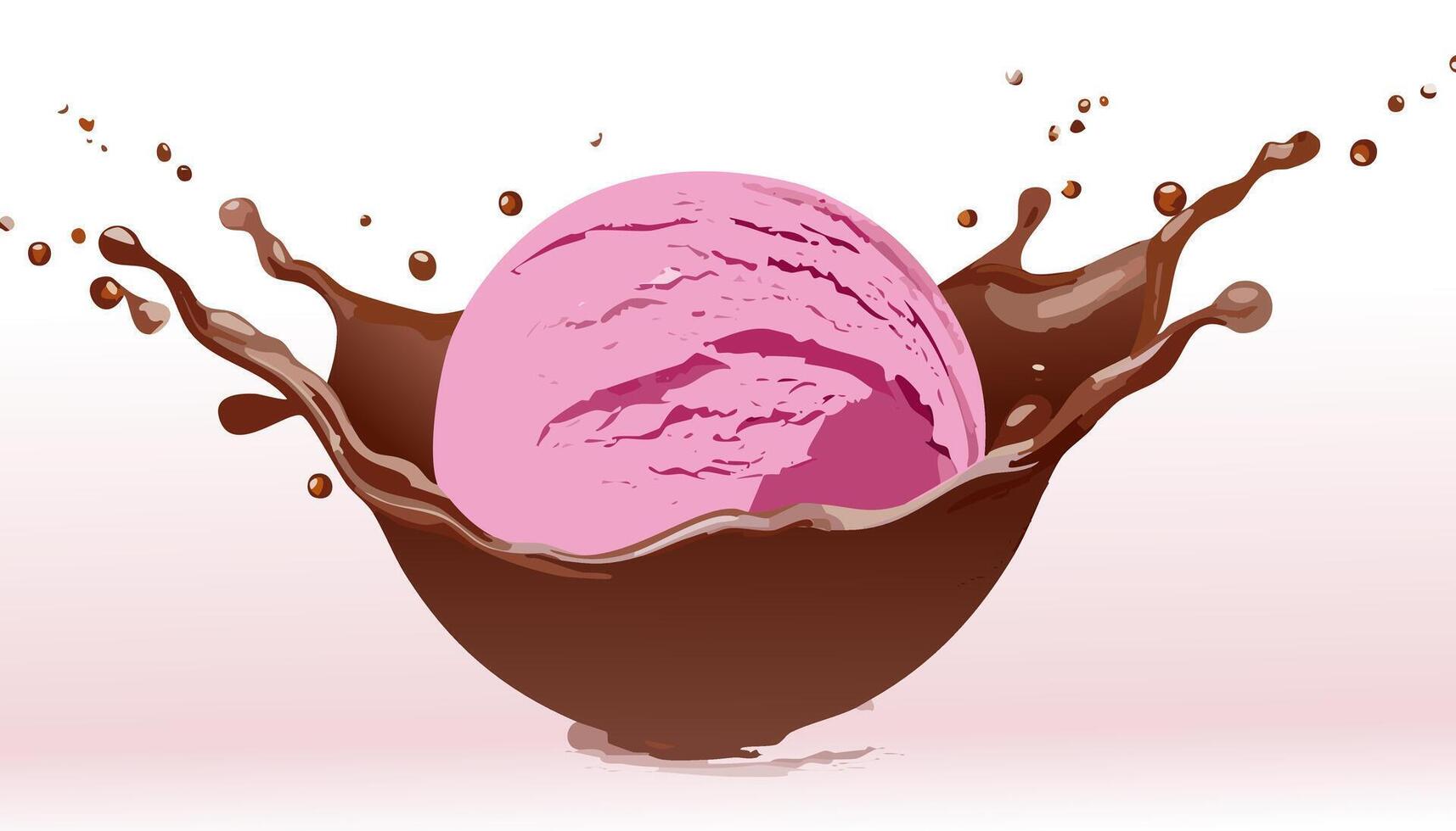 Chocolate ice cream with splashes vector