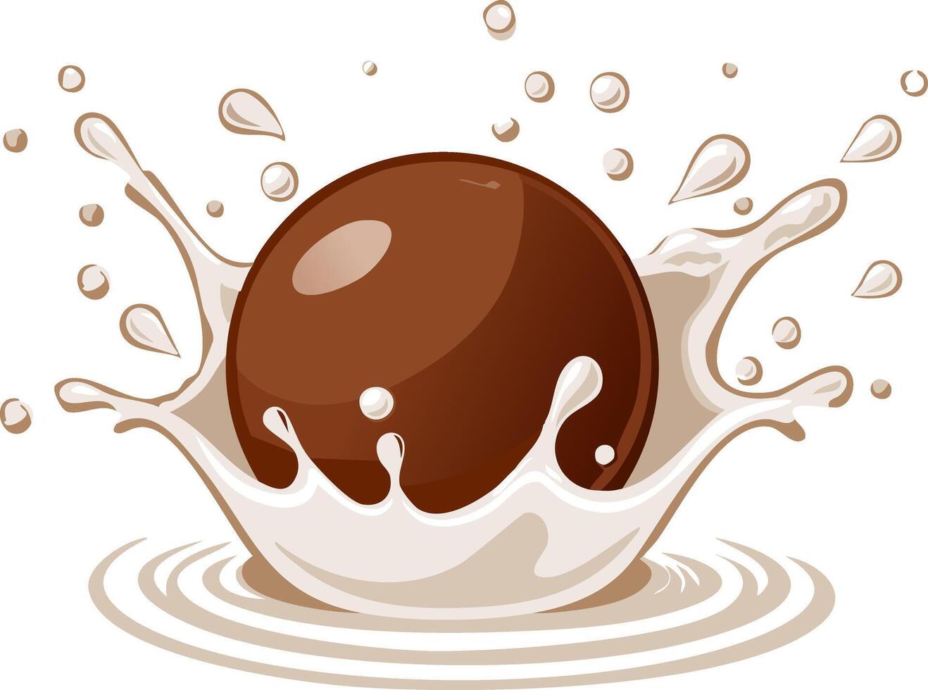 Chocolate egg splashing in milk vector
