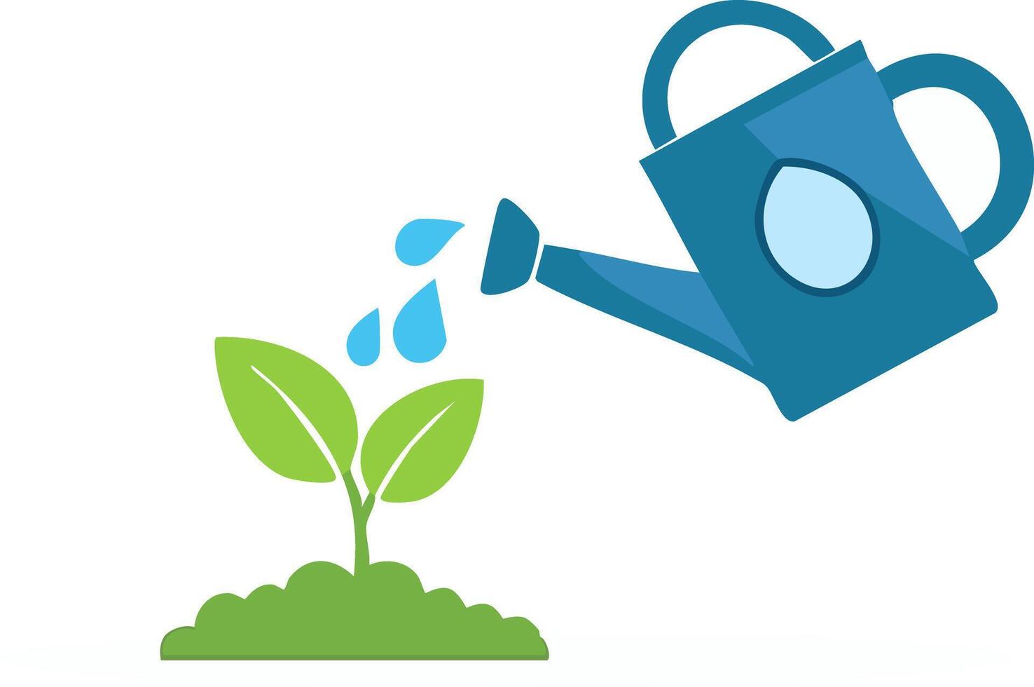 Watering canister and plant vector