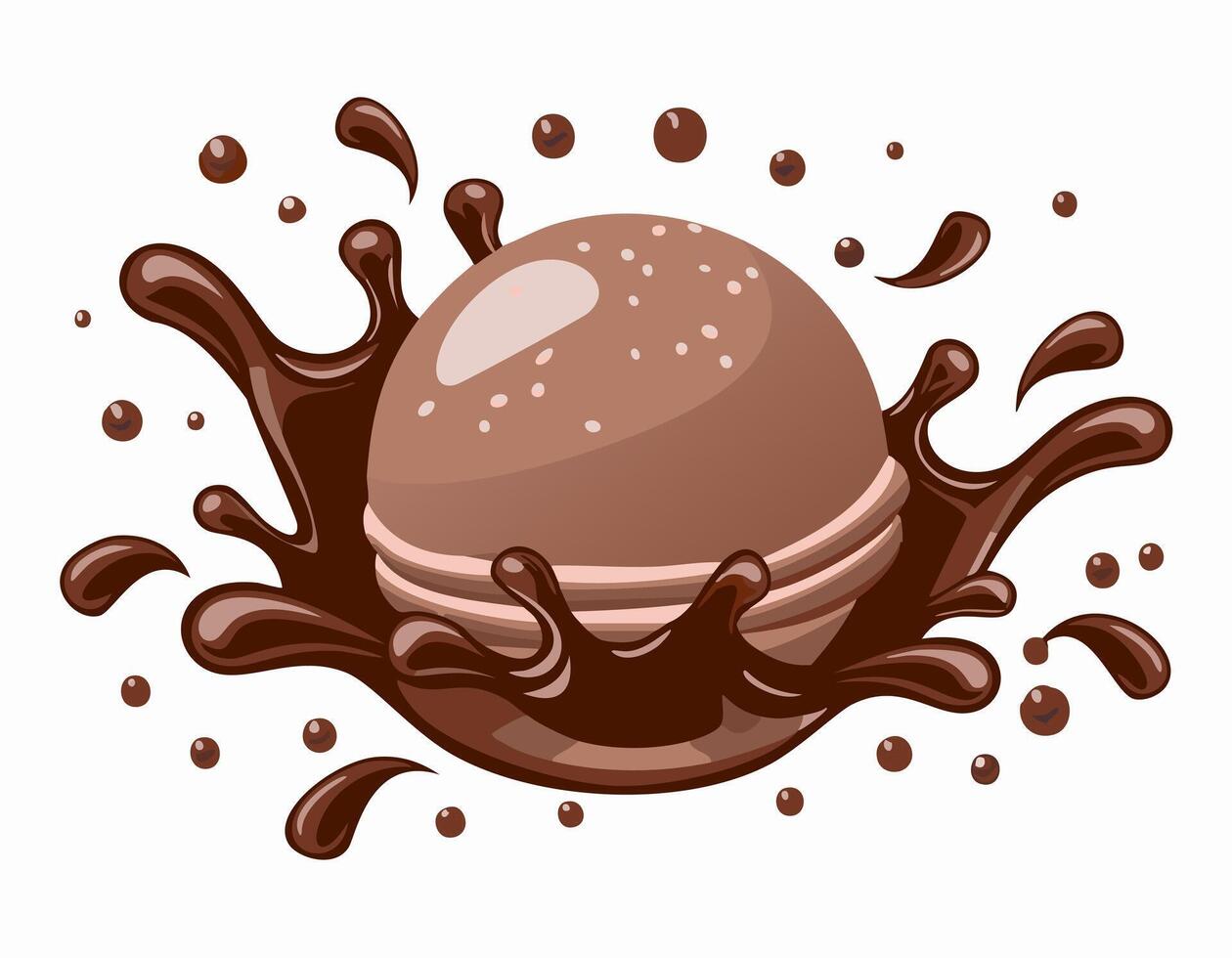 Chocolate easter egg with splashes and splashes illustration vector