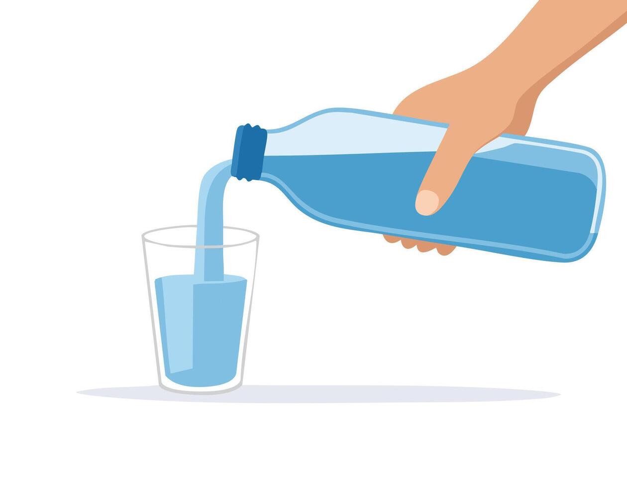 Hand pouring milk into glass illustration vector