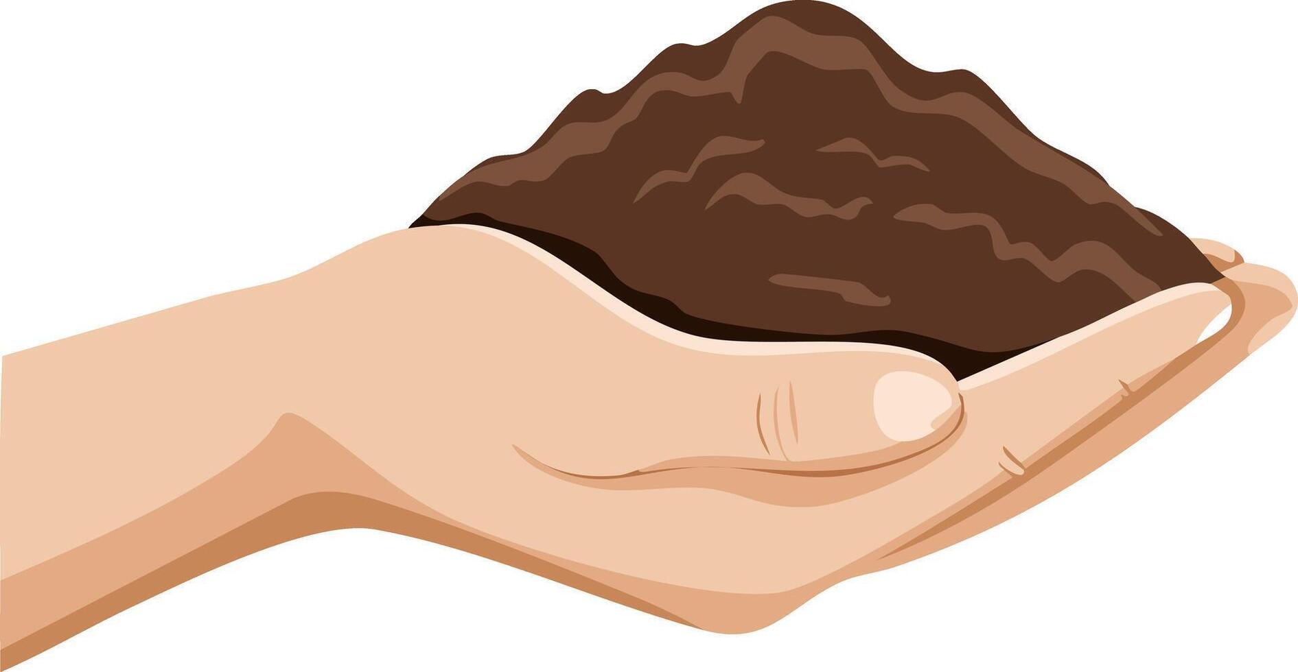 Hand holding a piece of dirt vector