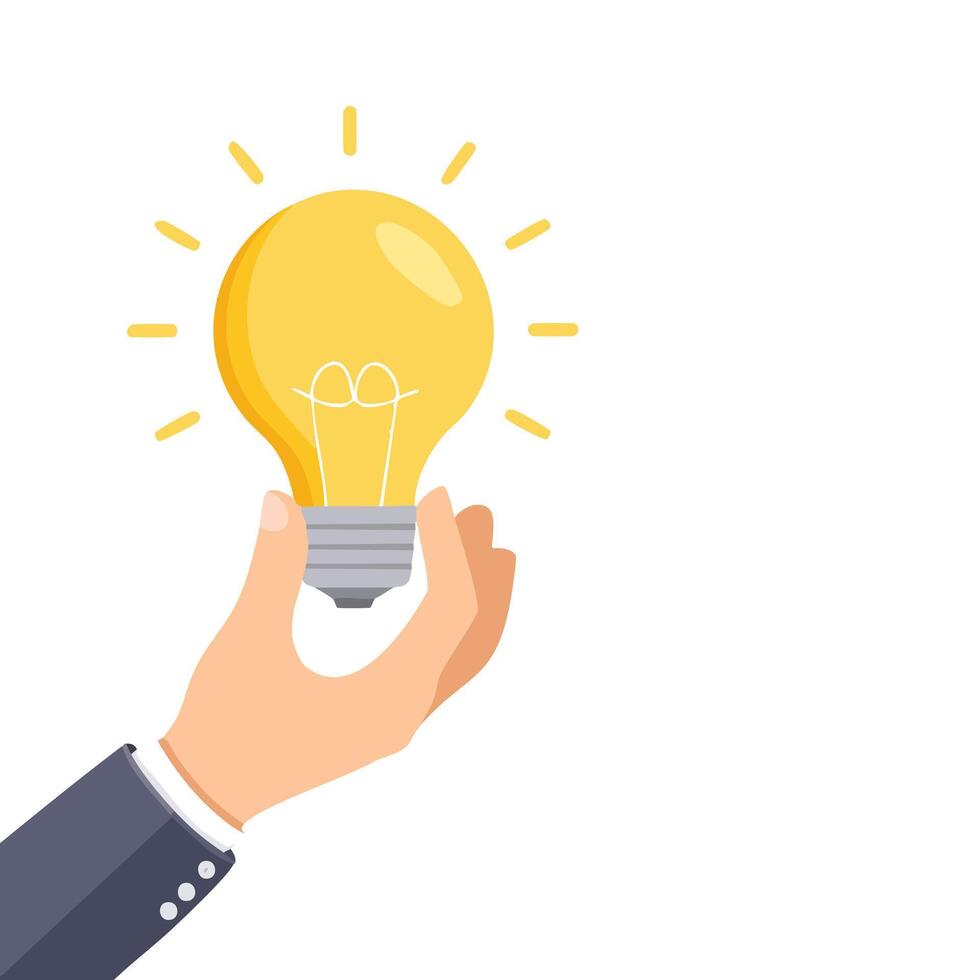 Illustration of hand holding light bulb vector