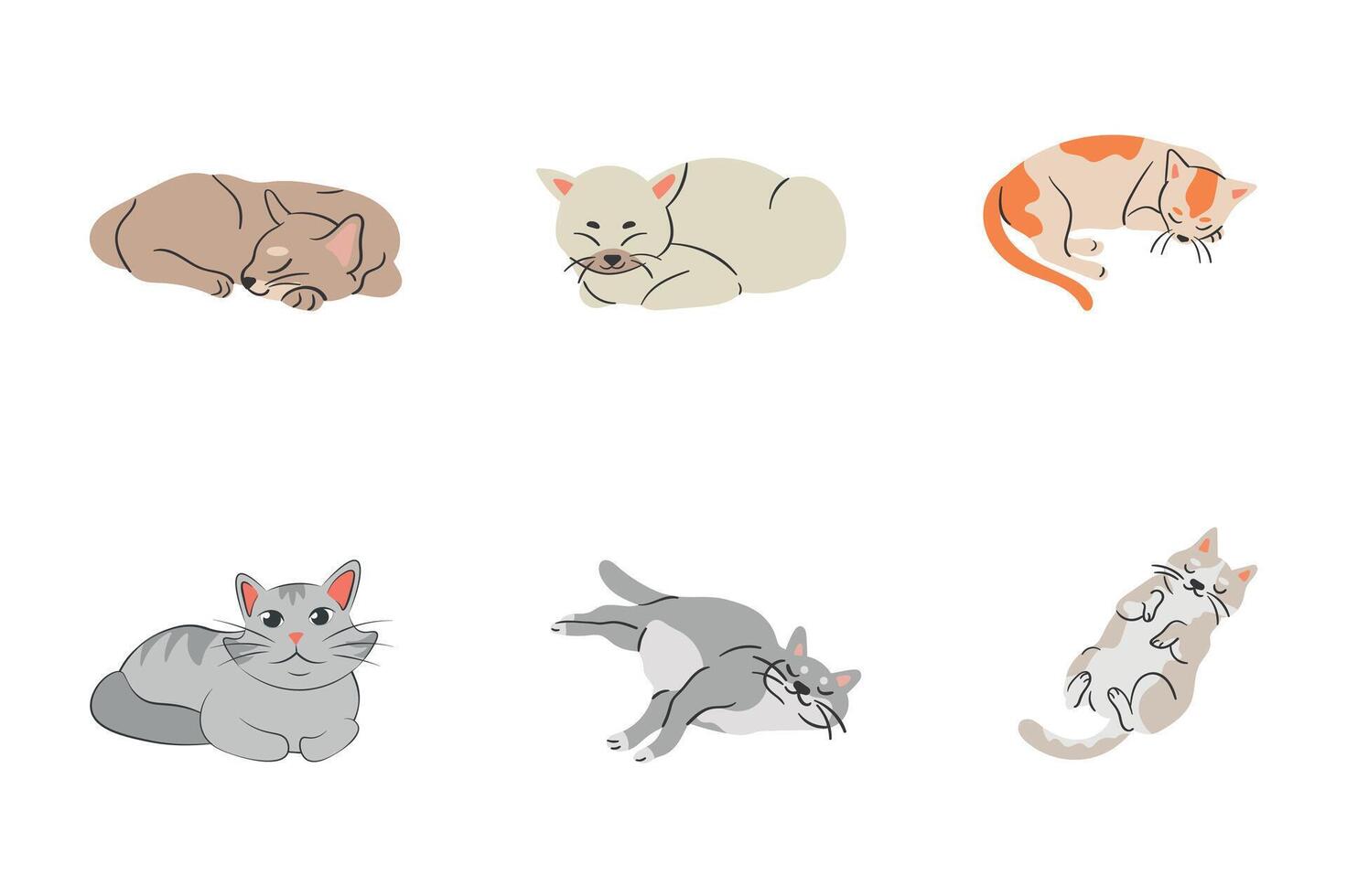 Playful feline variety A captivating collection showcases diverse cat breeds, each rendered in a delightful illustration capturing their unique characteristics. A visual celebration of feline charm vector