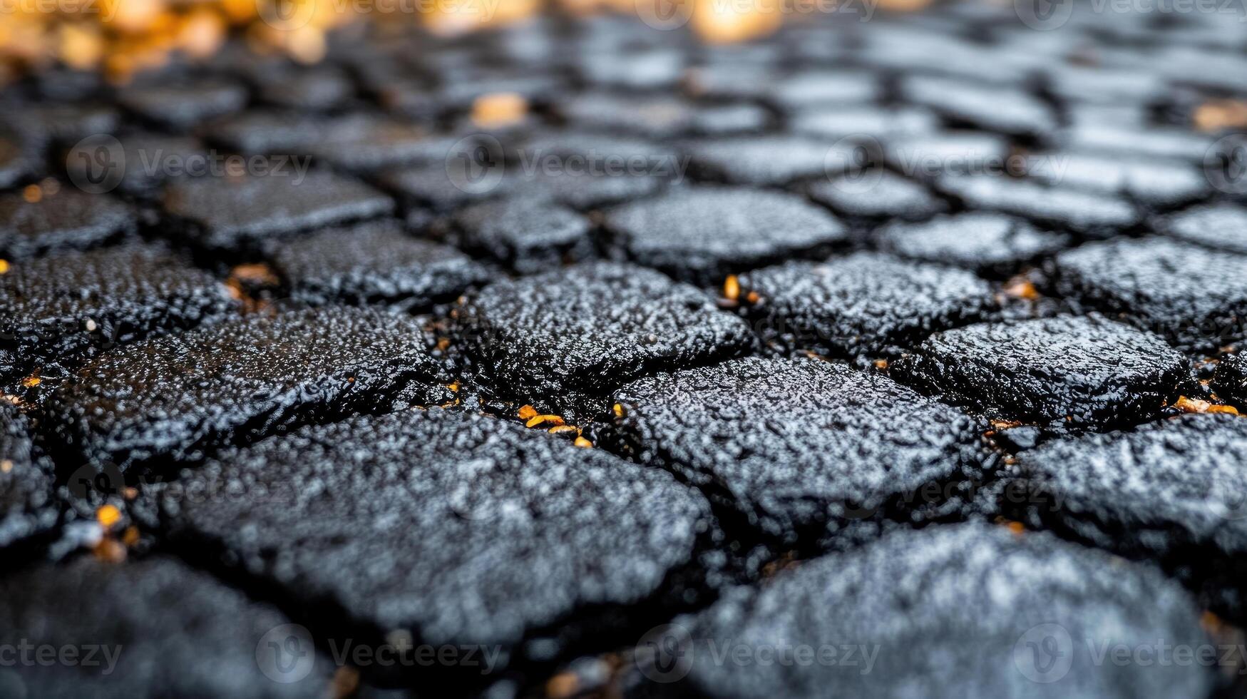Close-up of textured cobblestone pavement. photo