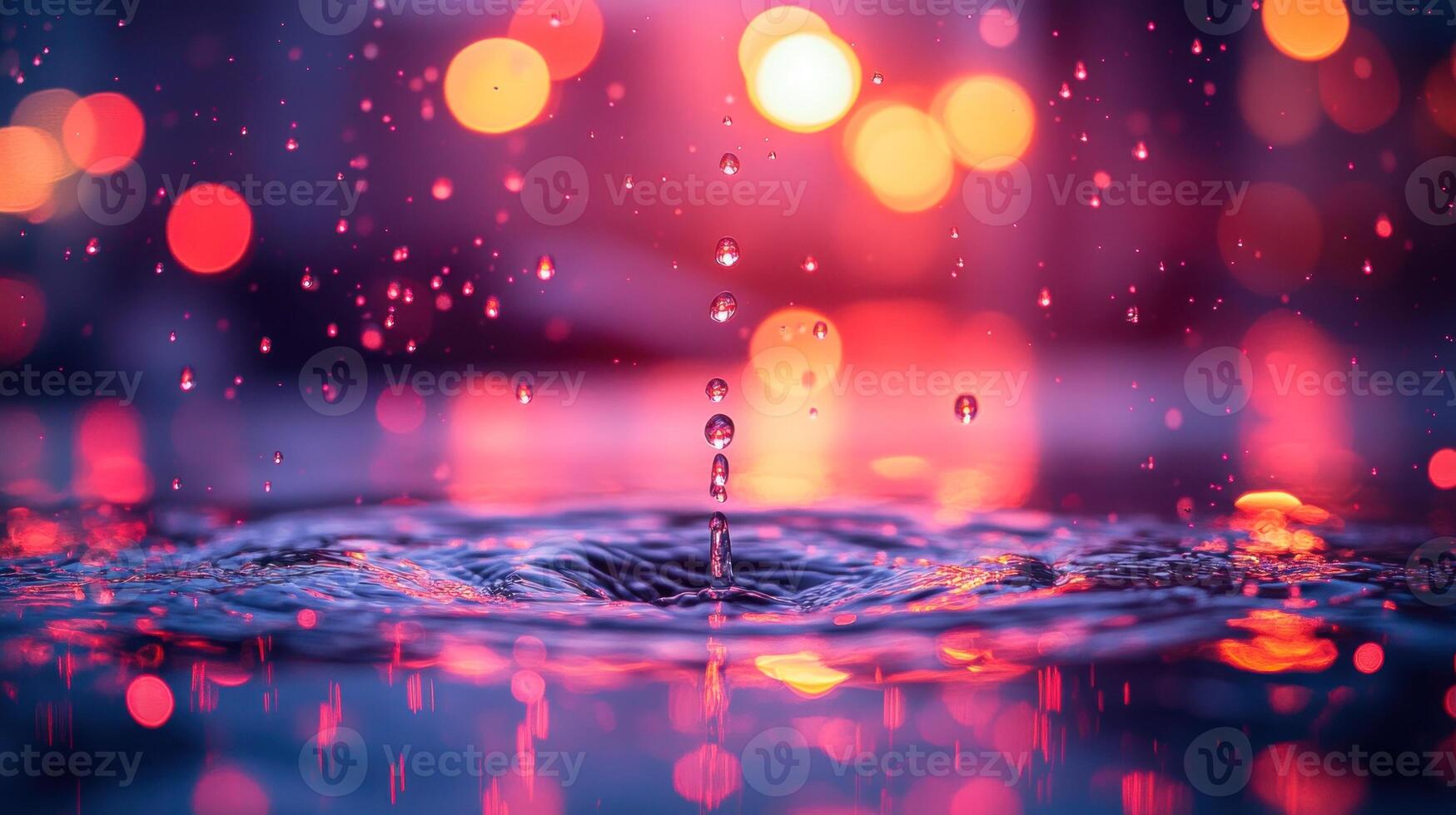 Colorful water droplets create a serene atmosphere. photo