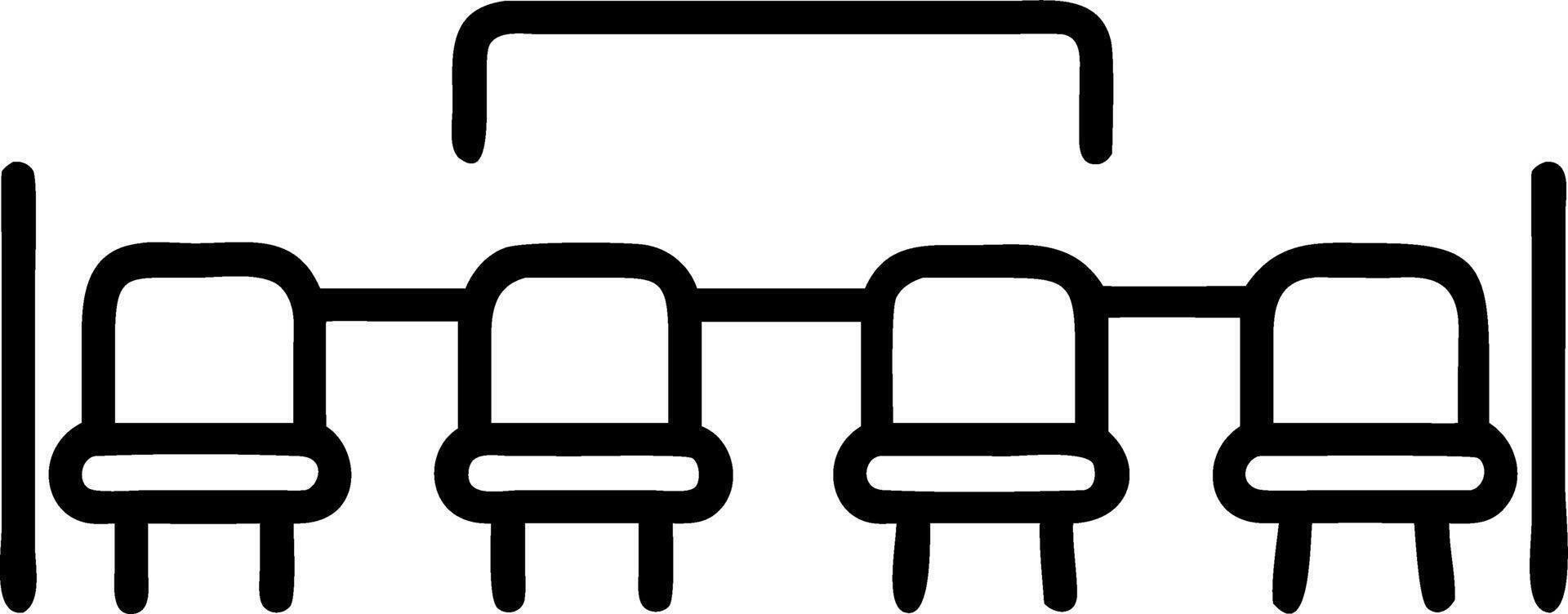 A black and white drawing of a chair with four chairs vector