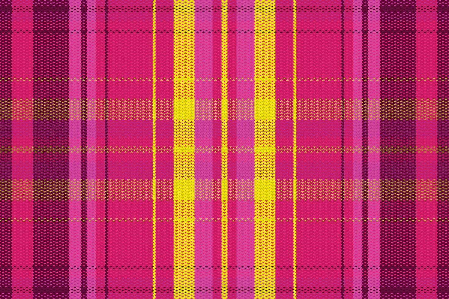 A pink and yellow plaid fabric background vector