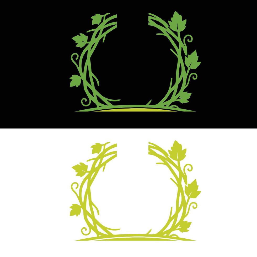 green frame with floral elements vector