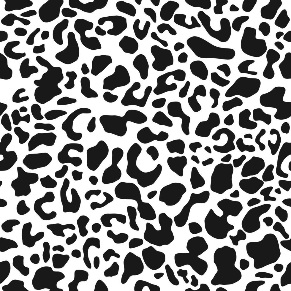 Animal skin, leopard seamless pattern. Jaguar or cheetah fur. Black and white seamless camouflage background vector