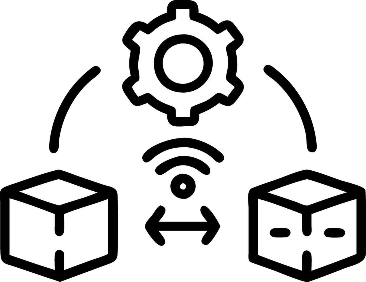 Business team leveraging AI for sustainable supply chain in reality setting copy space flat vector