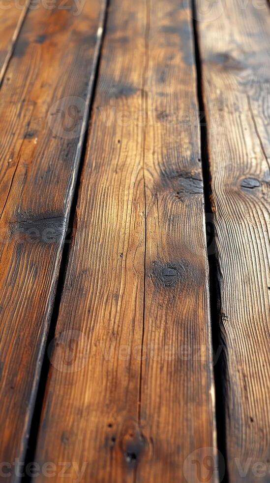 Close-up of textured wooden planks on a surface. photo