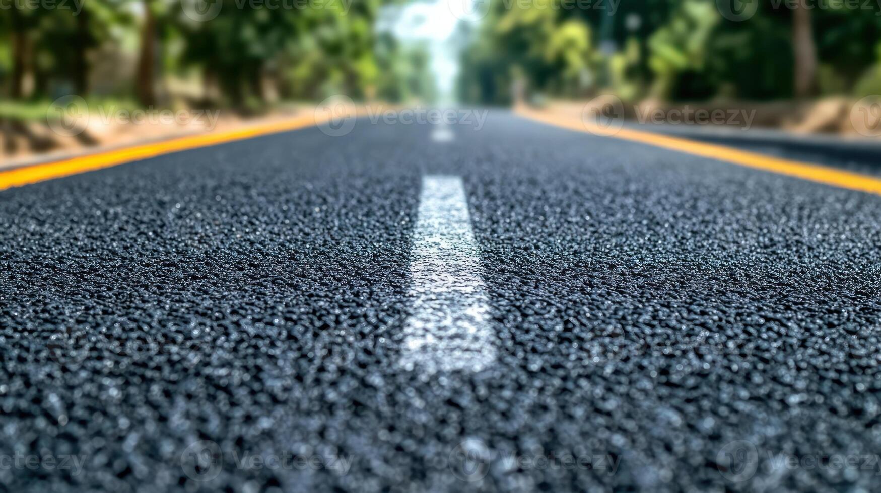 Close-up view of a road with trees in background. photo