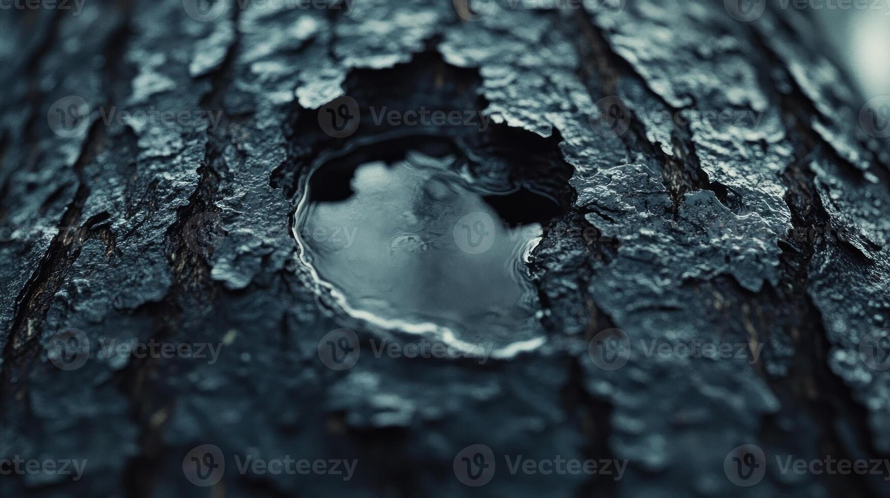 Close-up of tree bark with water pooling. photo