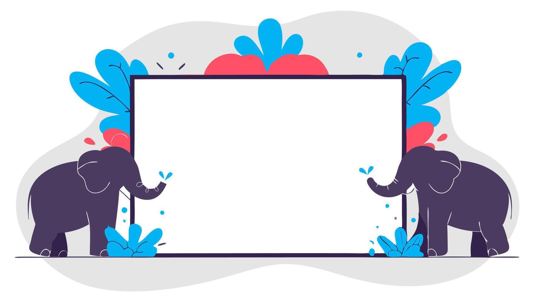 Elephant frame with flowers and leaves illustration vector