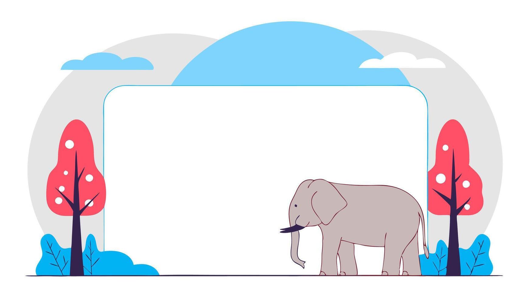 An elephant is standing in front of a blank frame vector