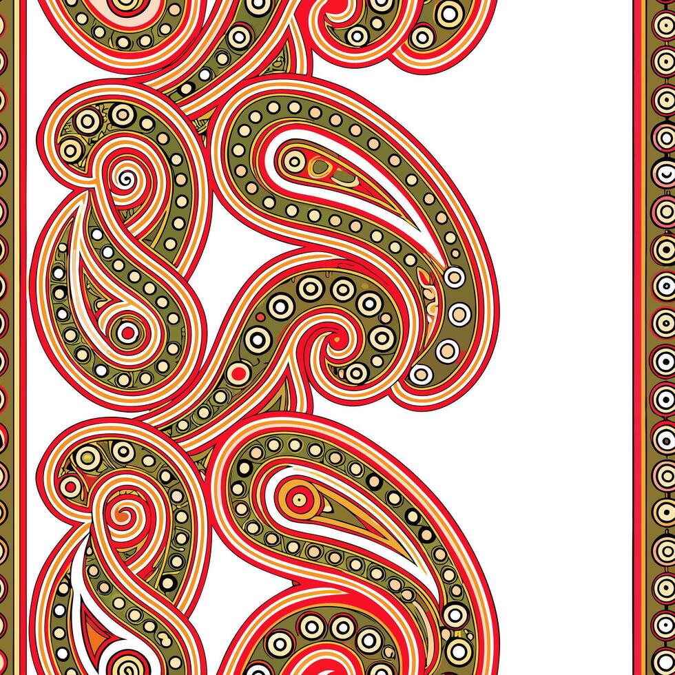 Retro paisley seamless pattern with intricate swirls and rich colors for artistic applications concept as Artistic retro paisley pattern with intricate swirls and rich colors ideal Seamless Set vector