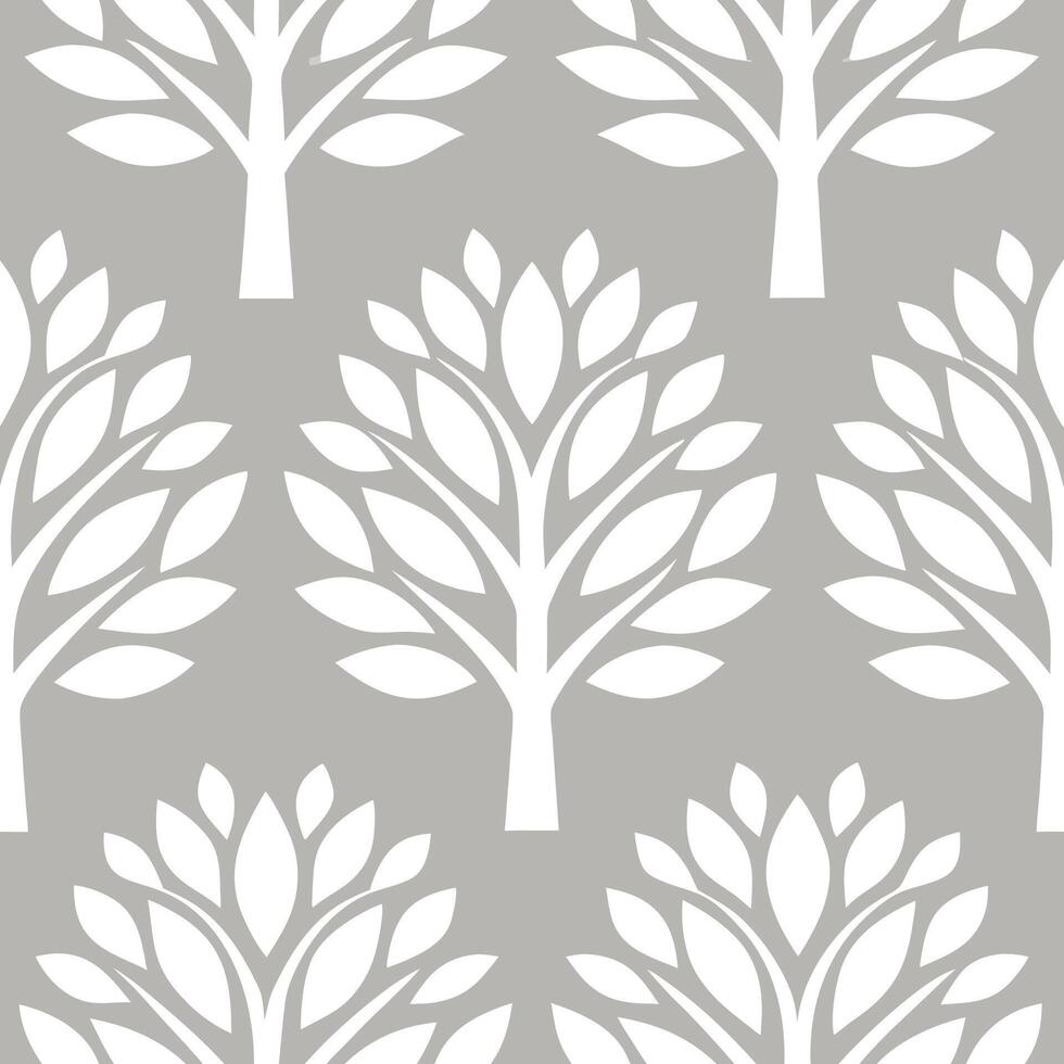 Elegant spring nature seamless pattern with soft silhouettes of trees and neutral tones for subtle sophisticated decor concept as Subtle and elegant spring nature pattern with tree Seamless Set vector