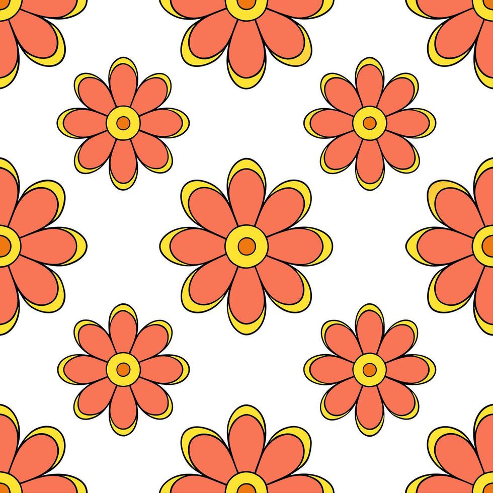 Retro abstract floral seamless pattern with bold colors and dynamic shapes for vibrant designs concept as Vibrant retro abstract floral pattern with bold colors and dynamic shapes Seamless Set vector