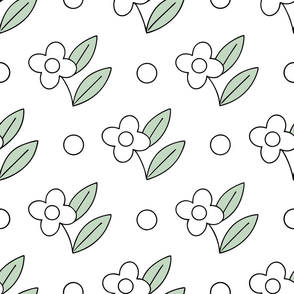 Soft spring nature seamless pattern with fine lines and minimalist botanical motifs for modern natural decor concept as Modern spring nature pattern with fine lines and minimalist Seamless Set vector