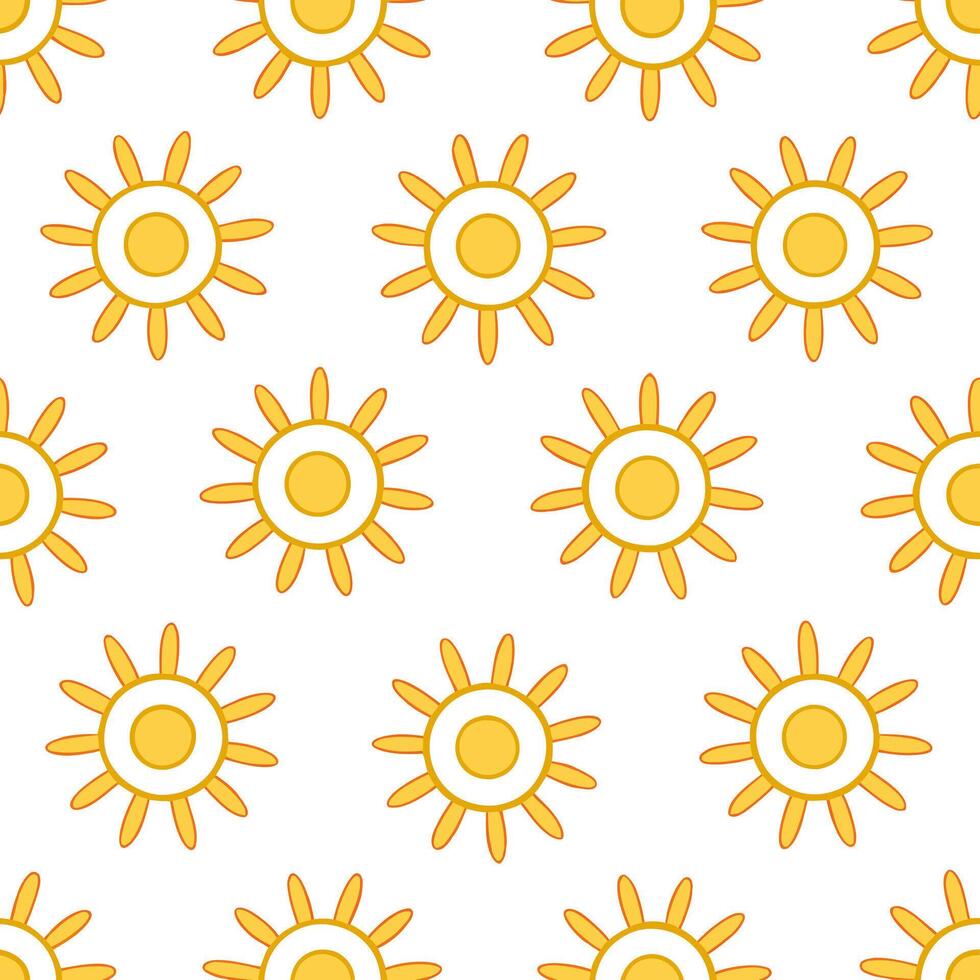 Playful spring sunshine seamless pattern with sun rays and whimsical floral designs for lively spring vibes concept as Lively spring sunshine pattern with sun rays and playful flor Seamless Set vector