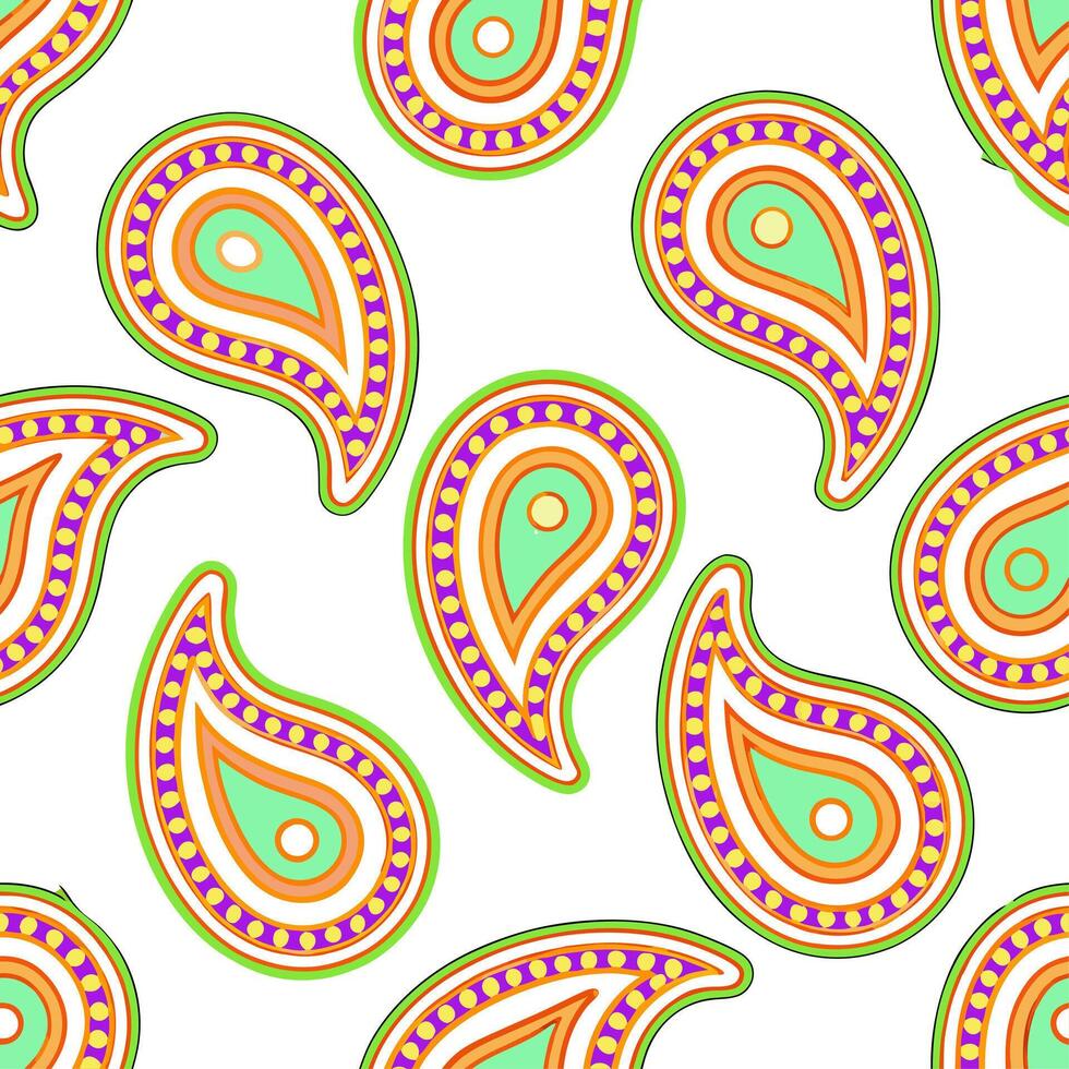 Retro paisley seamless pattern with vibrant colors and swirling designs for dynamic projects concept as Dynamic retro paisley pattern featuring vibrant colors and swirling designs Seamless Set vector