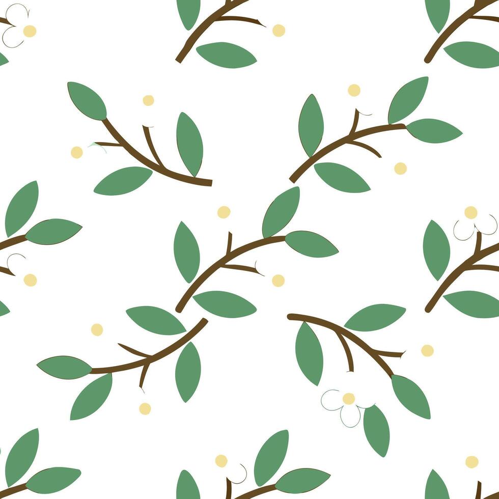 Serene spring nature seamless pattern with gentle tree branches and subtle flower details for calming decor concept as Calming spring nature pattern with tree branches and delicate Seamless Set vector