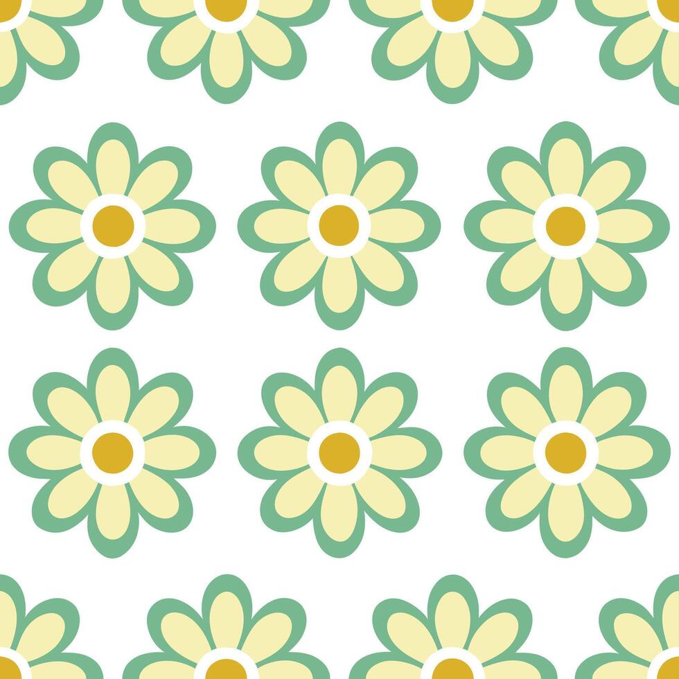 Retro style spring floral seamless pattern with circular elements and bright fresh colors for vibrant spring designs concept as Retro spring floral pattern featuring circular motif Seamless Set vector