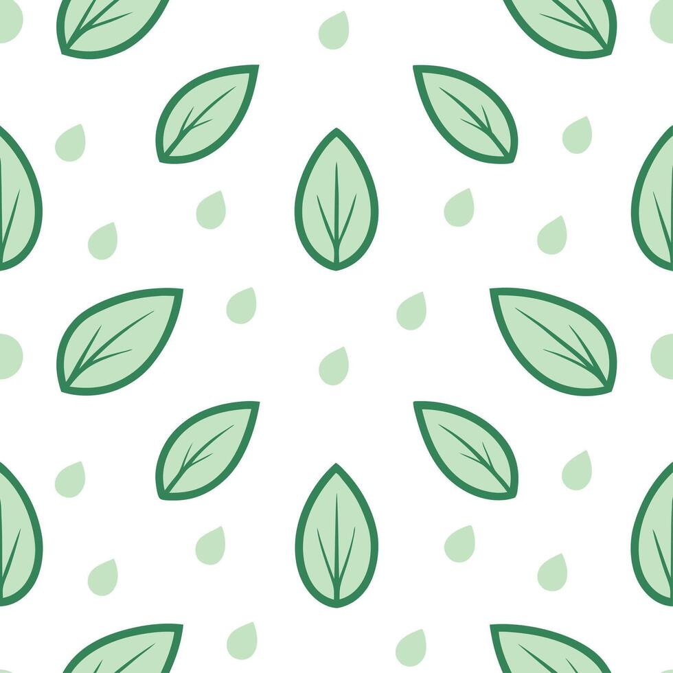 Spring nature seamless pattern with gentle rain droplets on leaves and soft green hues for serene designs concept as Seamless pattern with soft green leaves and gentle rain droplet Seamless Set vector