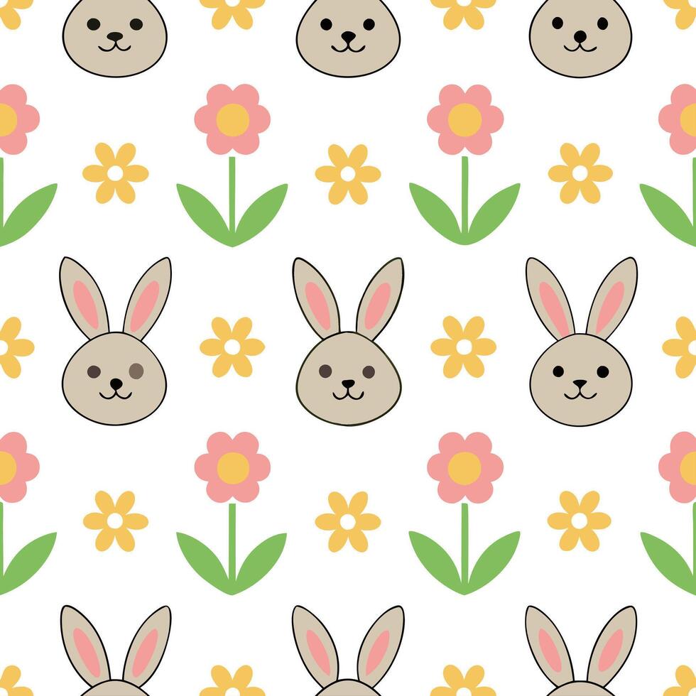Fun spring nature seamless pattern with playful animal silhouettes and nature elements for whimsical spring designs concept as Whimsical spring nature pattern featuring animal silh Seamless Set vector