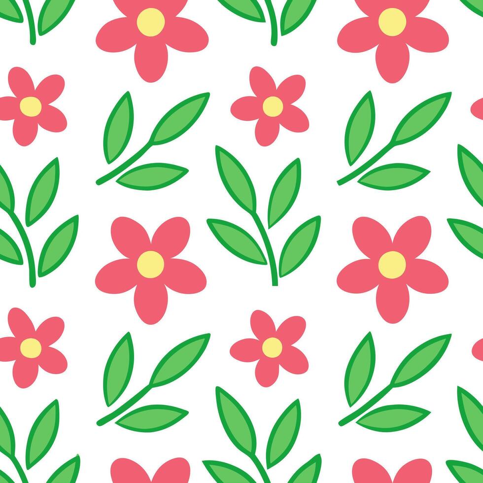 Bright spring floral seamless pattern with bold petals and vibrant greens for energetic lively designs concept as Energetic spring floral pattern with bold petals and vibrant green Seamless Set vector