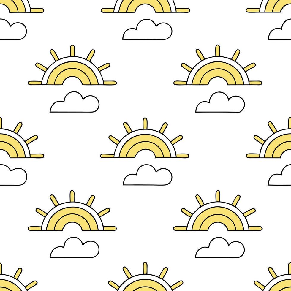 Subtle spring sunshine seamless pattern with soft sun rays and light golden tones for gentle spring designs concept as Subtle spring sunshine pattern with light golden rays and sof Seamless Set vector