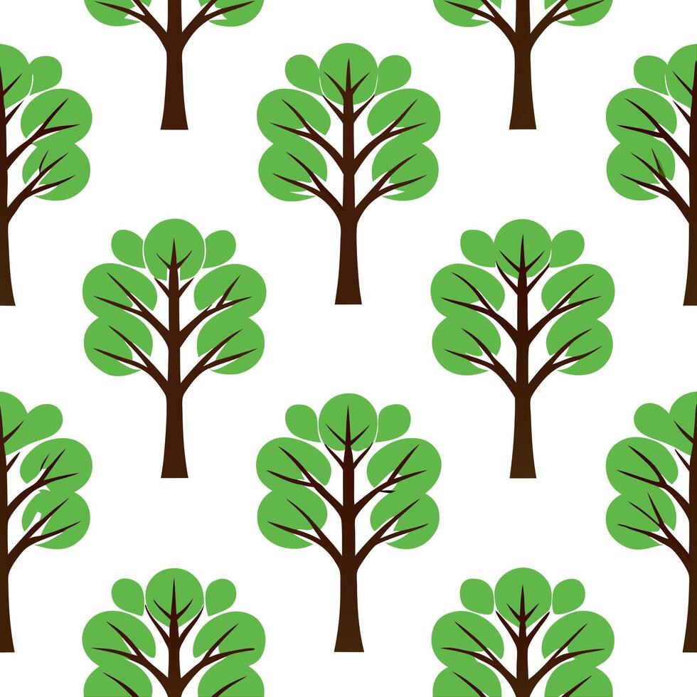 High contrast spring nature seamless pattern with bold tree trunks and vibrant greenery for dynamic spring designs concept as Bold spring nature pattern with strong tree trunks and Seamless Set vector