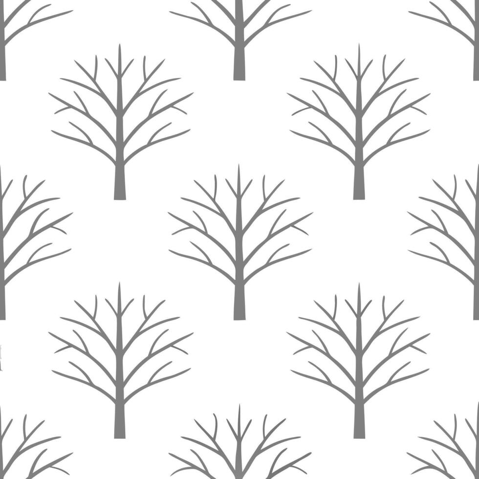 Winter trees seamless pattern with bare branches light frost and delicate snowflakes for a minimal winter design concept as Minimalist winter trees pattern with bare branches light Seamless Set vector