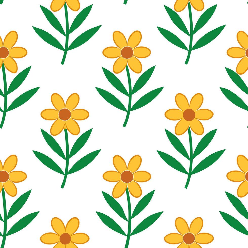 Summer flowers seamless pattern with vibrant petals and lush greenery for lively nature inspired designs concept as Vibrant summer flowers pattern with bright petals and lush green Seamless Set vector