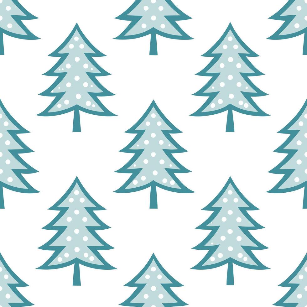 Winter trees seamless pattern with evergreen trees snowy branches and icy textures for a festive winter design concept as Festive winter trees pattern with evergreen trees snowy br Seamless Set vector