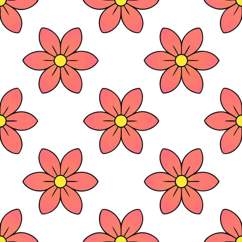 Summer flowers seamless pattern with tropical blooms and bright bold colors for an exotic vibrant feel concept as Exotic summer flowers pattern with tropical blooms and bold bright Seamless Set vector
