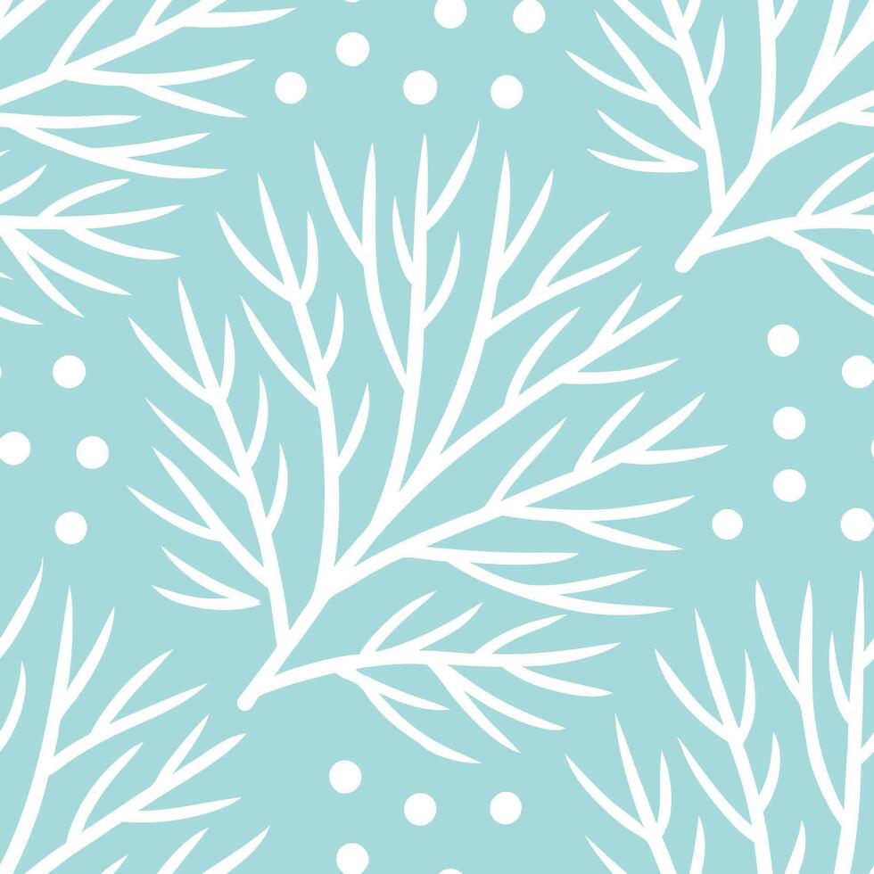 Soft winter snow seamless pattern with light snowfall frosty tree branches and pastel tones for a calming seasonal feel concept as Calming winter snow pattern with light snowfall a Seamless Set vector