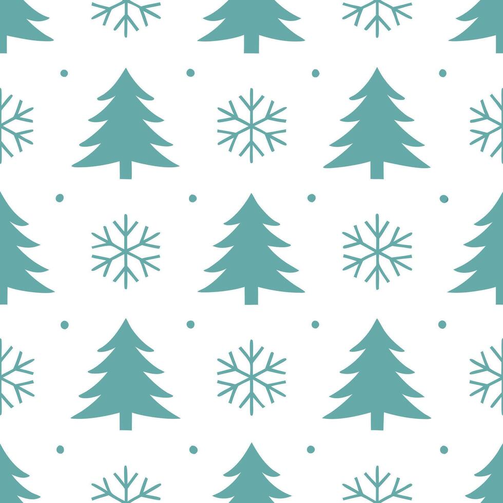Winter whites seamless pattern with pine trees soft snowflakes and bright stars for a calm winter night sky concept as Calm winter night pattern with pine trees soft snowflakes and Seamless Set vector