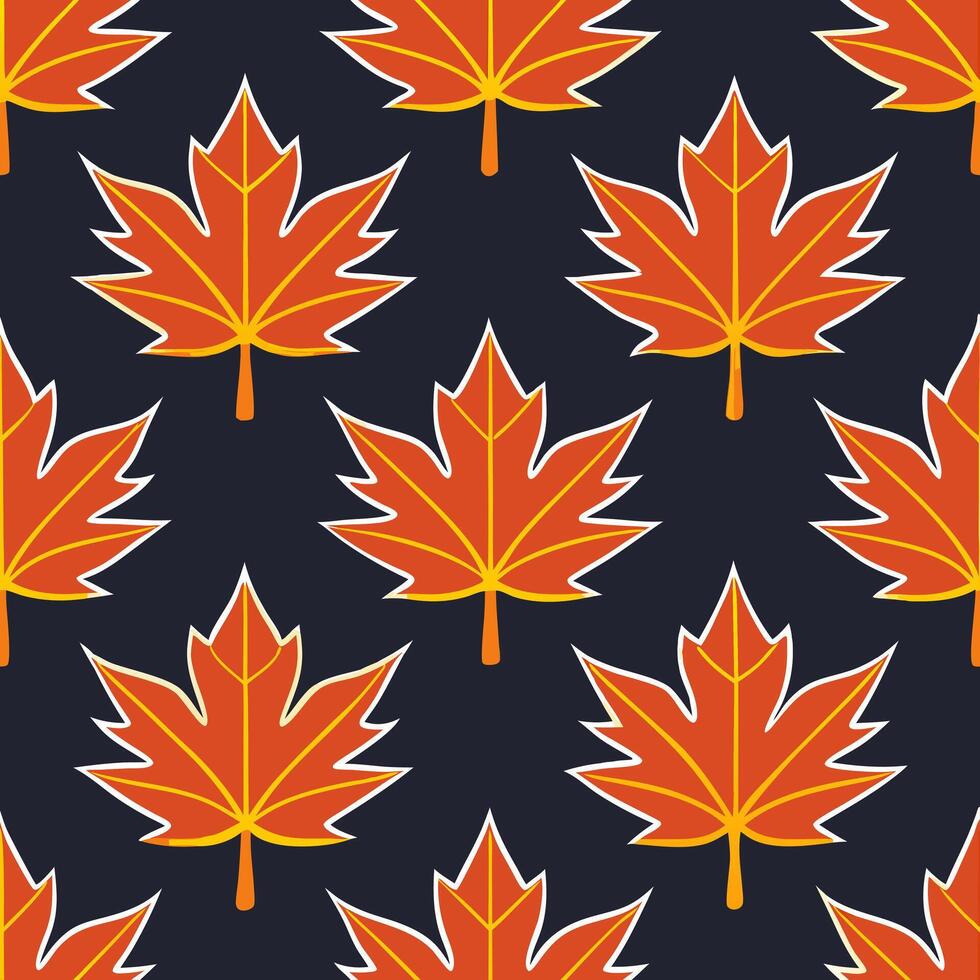 Thanksgiving leaves seamless pattern with vibrant orange and red leaves against a dark background for a bold festive vibe concept as Bold Thanksgiving pattern with vibrant orange a Seamless Set vector