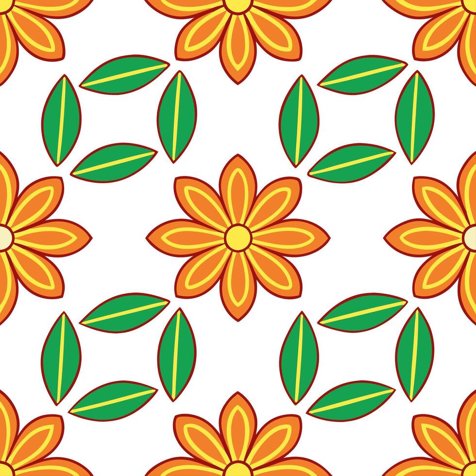 Tropical summer flowers seamless pattern with exotic florals and bright warm hues for an adventurous summer vibe concept as Exotic summer flowers pattern with tropical florals and Seamless Set vector