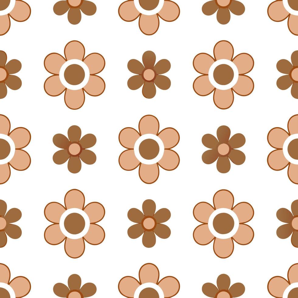 Retro summer flowers seamless pattern with vintage florals and muted earth tones for a nostalgic summer design concept as Nostalgic summer flower pattern with retro florals and mut Seamless Set vector