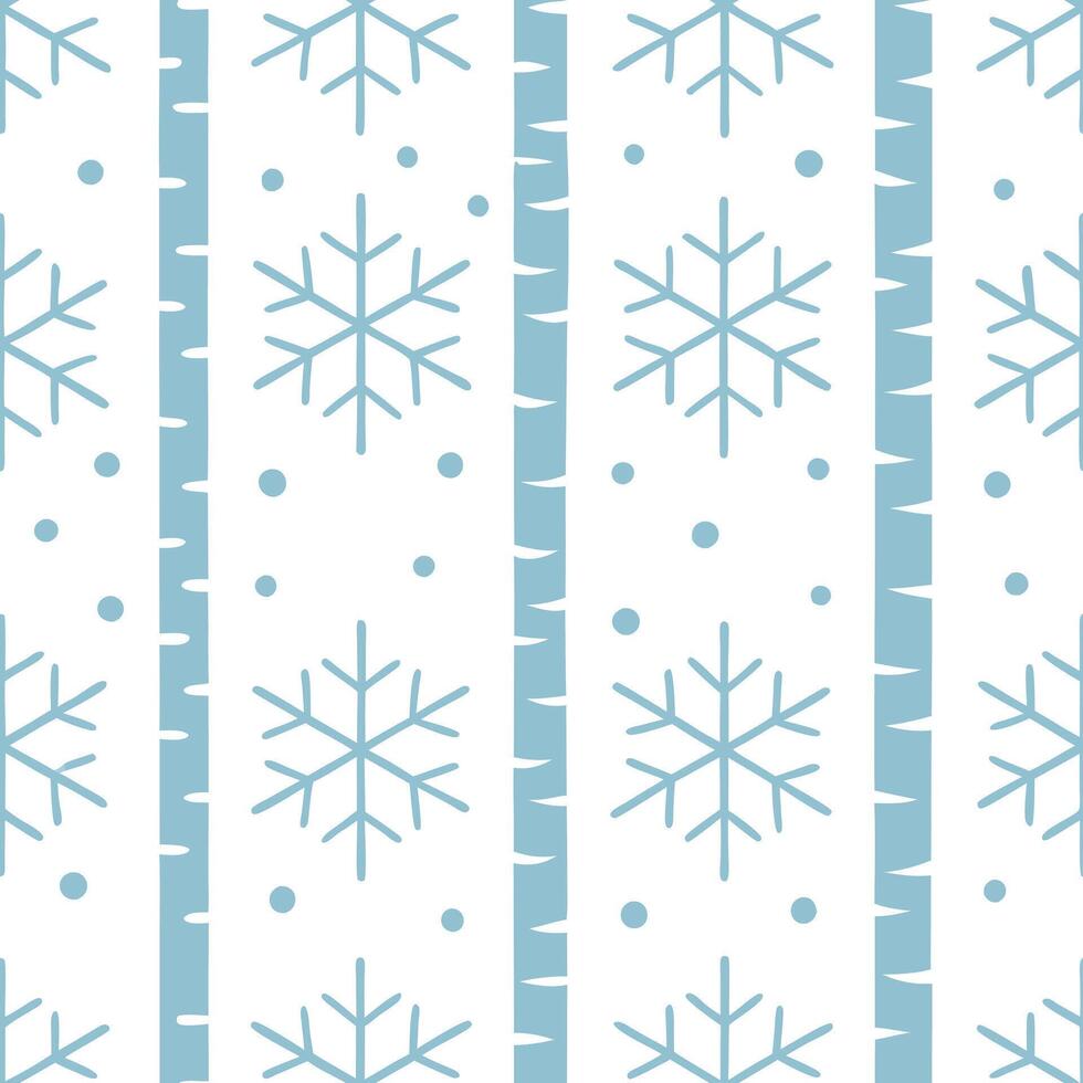 Winter trees seamless pattern with frosty birch trees delicate snowflakes and icy textures for a magical winter scene concept as Magical winter trees pattern with frosty birch tree Seamless Set 2 vector
