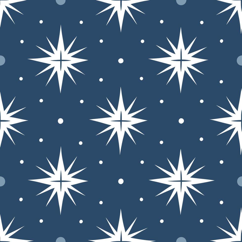 Winter whites seamless pattern with icy lakes snow covered hills and starry skies for a frosty winter night effect concept as Frosty winter night pattern with icy lakes snow covere Seamless Set vector